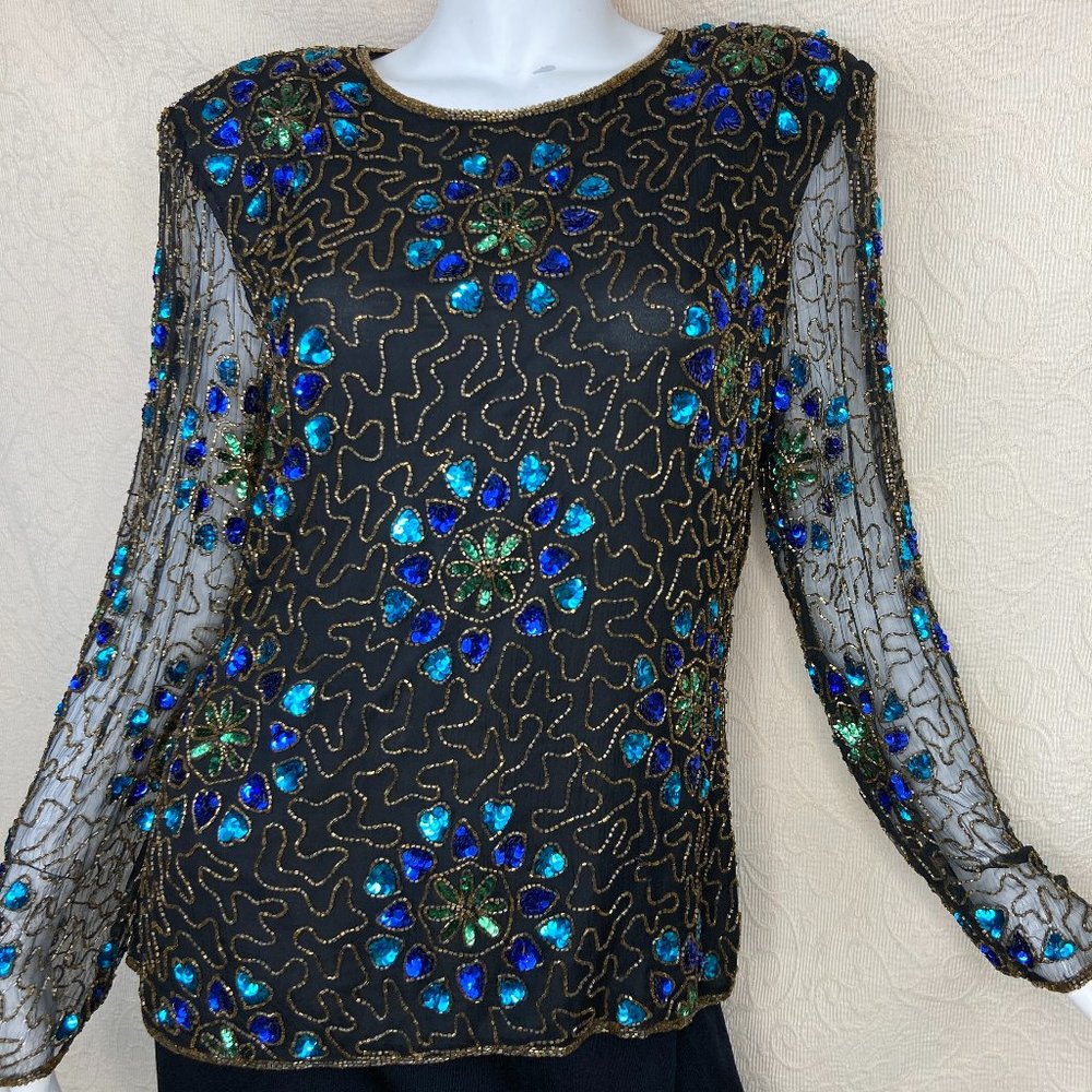 Sténay Silk Vintage Beaded Blouse